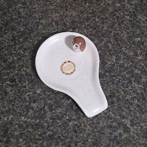 Speckled Spoon Rest with Brown Accent